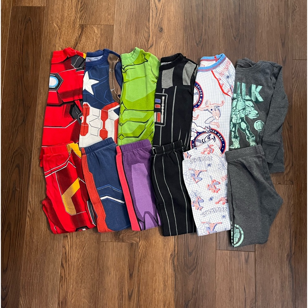 Boys Pajama Set Size 6 Disney Avengers PJ Lot PJ Pals Gap Marvel Star Wars Hulk